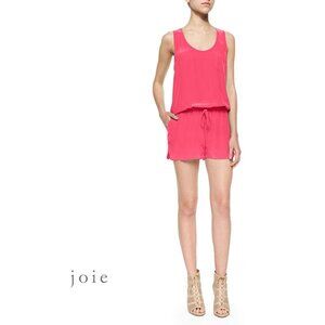 JOIE Essonne Sleeveless Pink Silk Romper